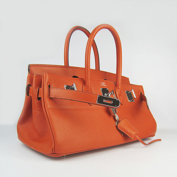 Hermes Birkin 42cm Togo Leather Bag 6109 Orange silver padlock